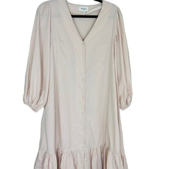 Aura Friend Zone Taupe Midi Dress Tan Women’s Size XS - Picture 3 of 9